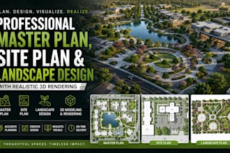 professional master plan site plan landscape design with realistic 3d rendering
