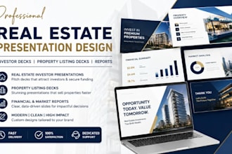 real estate investor presentation design, property listing deck and reports