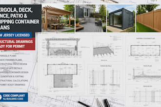 draw new jersey pergola plans, shipping container, fence, deck, structural patio
