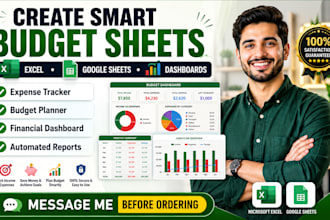create custom budget spreadsheet, expense tracker and financial dashboard