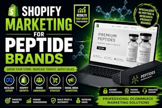 do shopify marketing for peptide research product supplement setup ads marketing