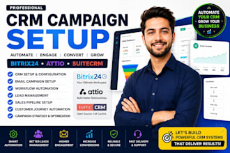 setup CRM automation blast email campaign via bitrix24 attio suite CRM mailchimp