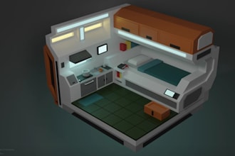 custom 3d isometric environment,miniature scale model,diorama in blender,cad,cgi