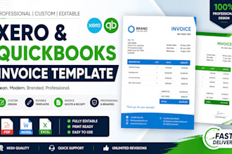 design xero invoice template quickbooks invoi ce design custom editable invoi ce