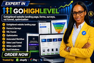 do gohighlevel website landing page, forms, surveys, vsl funnel, optimization