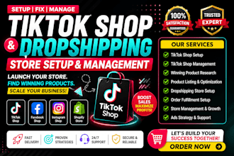 setup and optimize tiktok shop, facebook, instagram shop