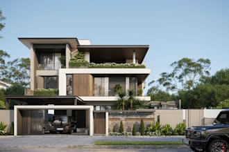 redevelop 3d luxury villa exterior, home design,residence house,facade rendering