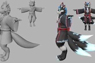 create custom vrchat furry avatars, vtuber and 3d models