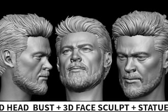 create custom 3d head sculpt, face bust printable character stl model