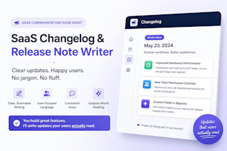 saas changelog and release note writing