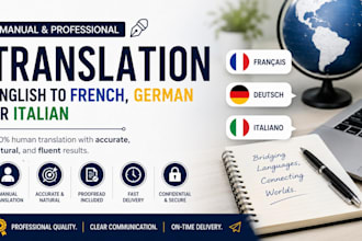 manually translate english to french german and italian
