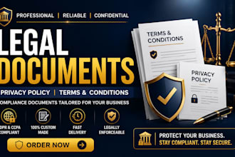 draft your privacy policy, terms and conditions, and legal compliance documents