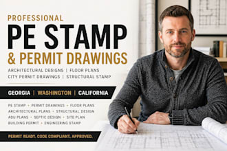 licensed engineer for city permit drawing pe stamp adu plans florida georgia