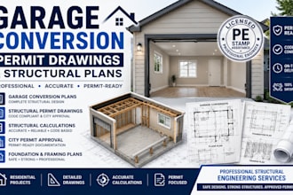 design adu, garage conversion deck permit drawings and structural plans