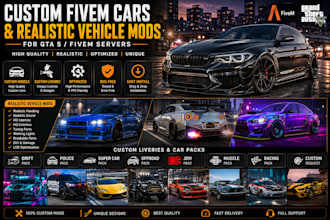 create custom fivem car, realistic vehicle mod, gta 5 cars and liverie car packs