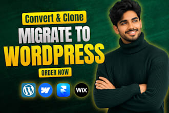 migrate or transfer webflow, wix, framer website to wordpress