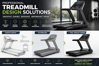 do 3d design for any gym equipment, treadmills,rowers, bikes, elliptical