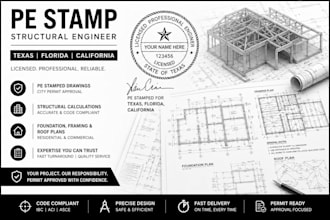 pe stamp as licensed structural engineer in texas, florida, california in usa