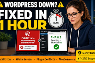 quickly fix wordpress PHP fatal error, white screen, PHP wordpress bug in 1 hrs