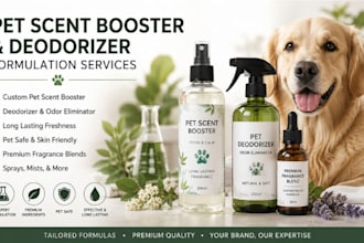 formulate pet scent booster, deodoriser and fragrance products