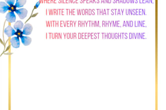 write professional and emotional poetry, something creative