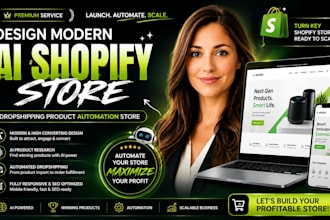 design modern ai shopify store for dropshipping product automation shopify store
