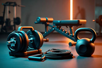 design 3d gym equipment, fitness accessories, wellness product