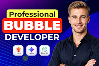 build bubble io app, saas, mvp, or marketplace as your expert no code developer