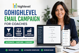 design gohighlevel coaches email campaign for lead capture webinar funnel sales