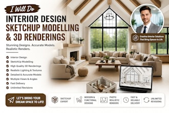 interior design sketchup 3d modeling and realistic rendering