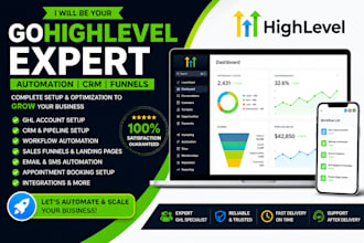 setup gohighlevel CRM automation, funnels and workflows