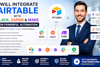 integrate airtable with slack zapier and  make for automation
