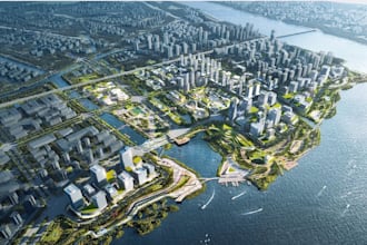 design large scale urban masterplan waterfront smartcity render site plan layout