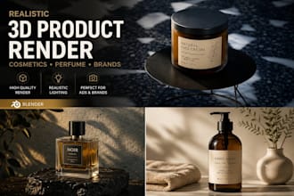 creat realistic 3d product render for cosmetics perfume brands