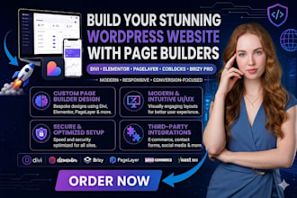 design wordpresss website using pagelayer divi coblocks brizy pro elementor
