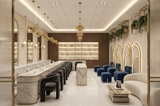 design retail store, spa and beauty salon interior with realistic 3d rendering