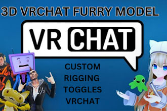 custom 3d vrchat, vr character unit, furry nsfw rig, vrchat vrc avatar, facerig