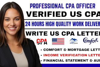 write CPA letter and financial statement audit US, mortgage CPA letter, bank pl