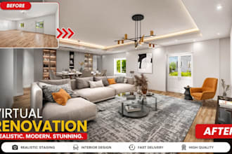 do realistic virtual staging virtual renovation interior design for your listing