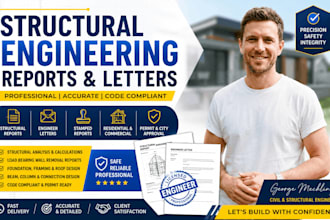 prepare structural engineering report, structural letter, engineer stamp report