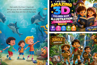 draw amazing 3d children book illustration and children story book for kids