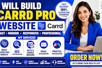 build carrd pro website seo meta google indexing  email and printful integration