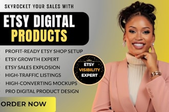 do etsy digital products for etsy shop setup, product listing design, etsy SEO