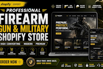 build firearm website gun website military website ammunition shopify store