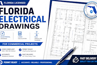 design florida electrical drawings, load calculation, sld for commercial project