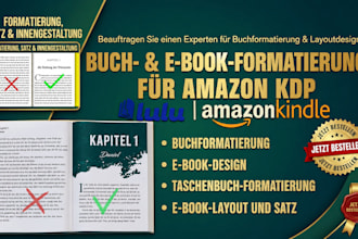 professionelle buchformatierung, KDP layout für ebook, paperback, kinderb