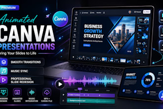 redesign and animate canva presentation with  music