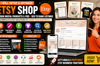setup etsy shop design etsy digital products etsy pod seo to rank etsy listing