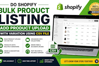 do shopify bulk product listing add product upload with variation using csv file