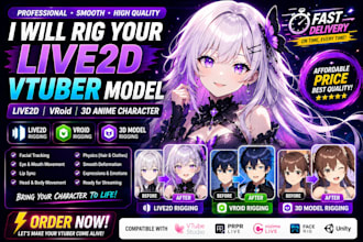rig your live2d vtuber 3d anime character model vroid cheap and quick